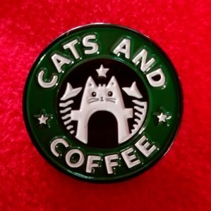 Cats and Coffee Starbucks Style Enamel Pin